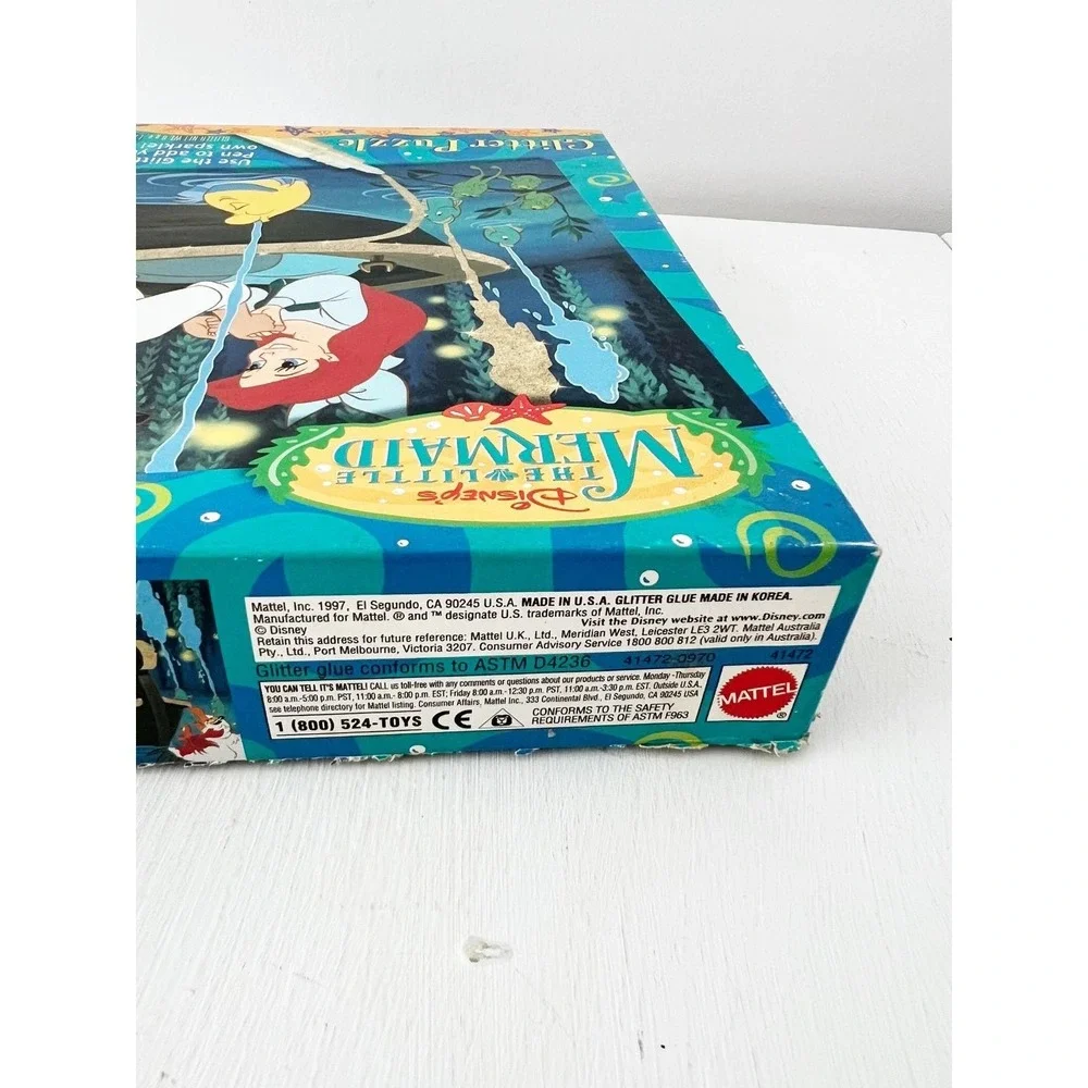 Disney Mattel The Little Mermaid Puzzle Blue 1997 Ariel 70 Piece Kiss the Girl